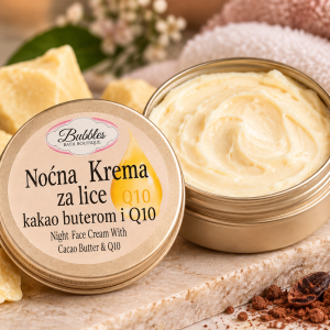 Noćna krema za lice sa kakao puterom i Q10
